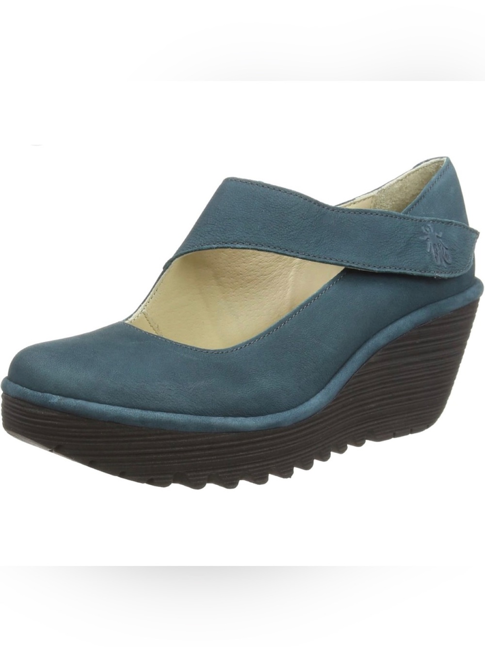 Fly London Womens Yasi Leather Mary Jane Closed Toe Wedge Heel Deep Teal size 39 - Picture 1 of 12